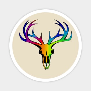 Radiant Antlers: Rainbow Pride Deer Skull Magnet